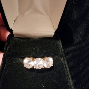 10K Yellow Gold CZ 3 stone Ring (A101)